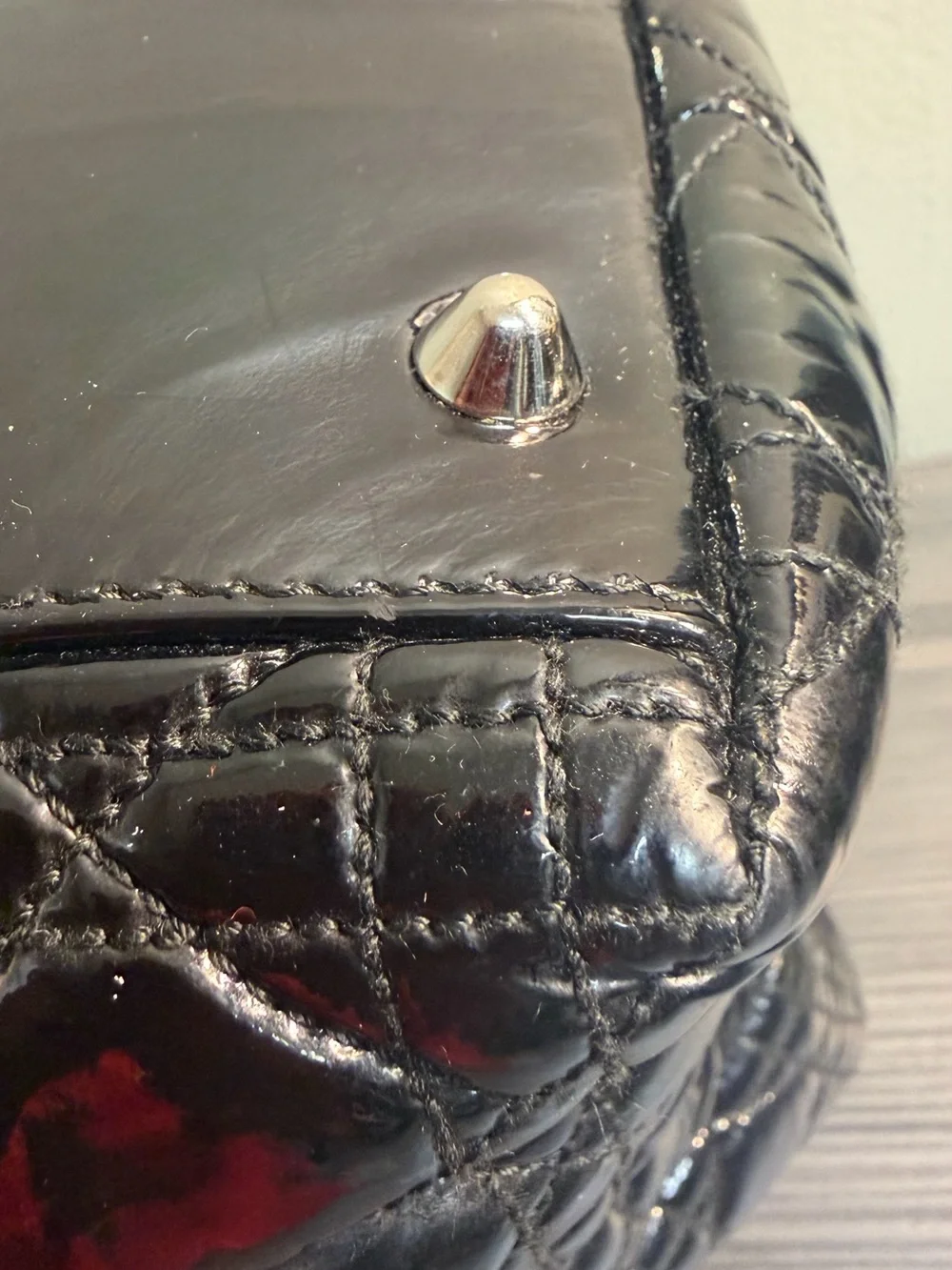 CHRISTIAN DIOR Black Cannage Quilted Patent Leather Small Dior Soft Tote Bag Ove